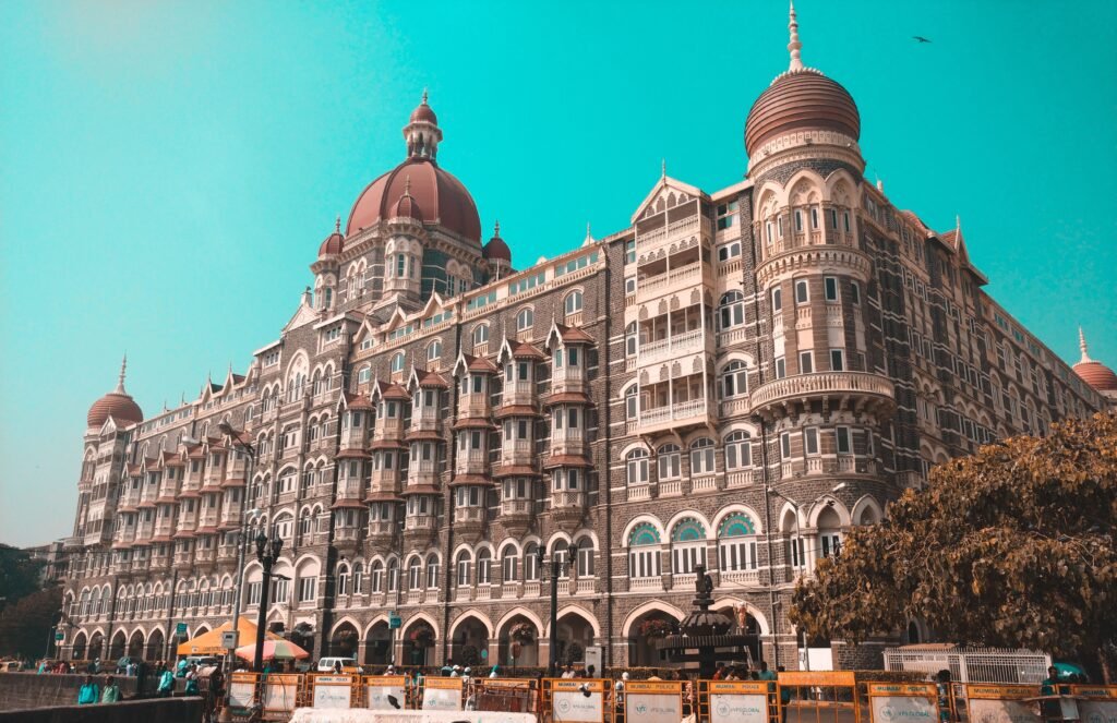 Capture of the elegant Taj Mahal Palace Hotel in Mumbai, showcasing its iconic architecture